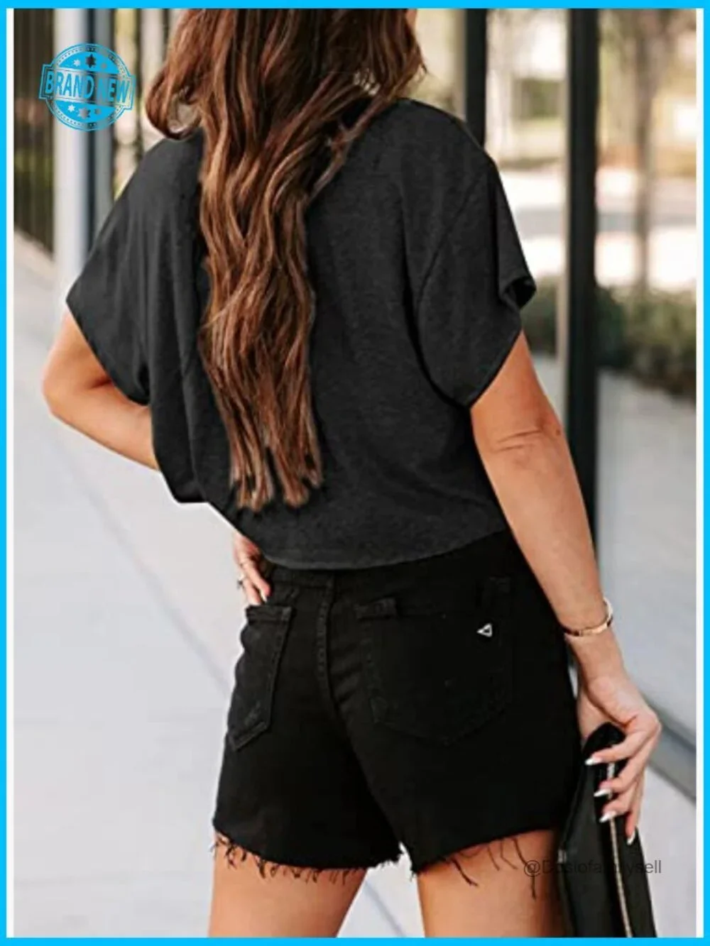 Cropped T-Shirt Short Sleeve Crew Neck Loose Fit Drop Shoulder Summer Casual Tee